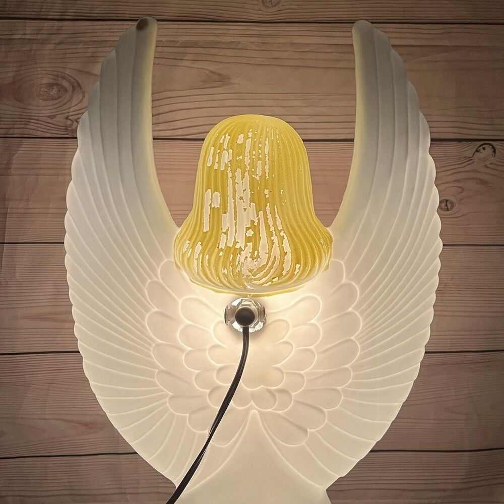 Vintage Christmas Angel Blow Mold 30" Union Products 1988 Blue Wings with Light - Picture 6 of 14
